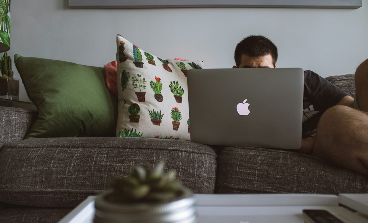 working on the couch