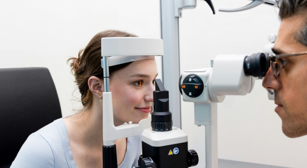 woman at the eye doctor